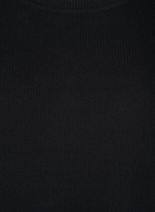 Yksivärinen ribattu mekko pallohihoilla , Black, Packshot image number 2