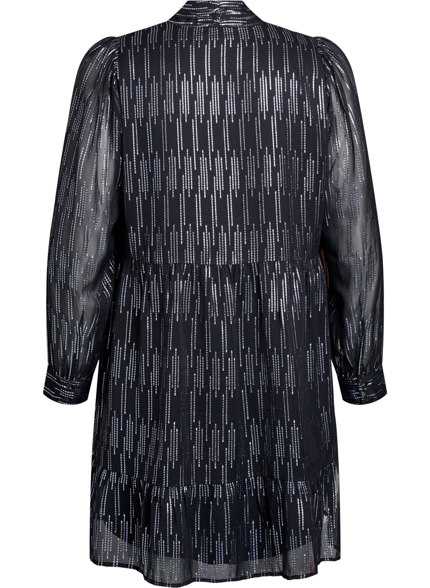 Zizzi Lyhyt juhlamekko glitterkuviolla, Musta, Packshot image number 1