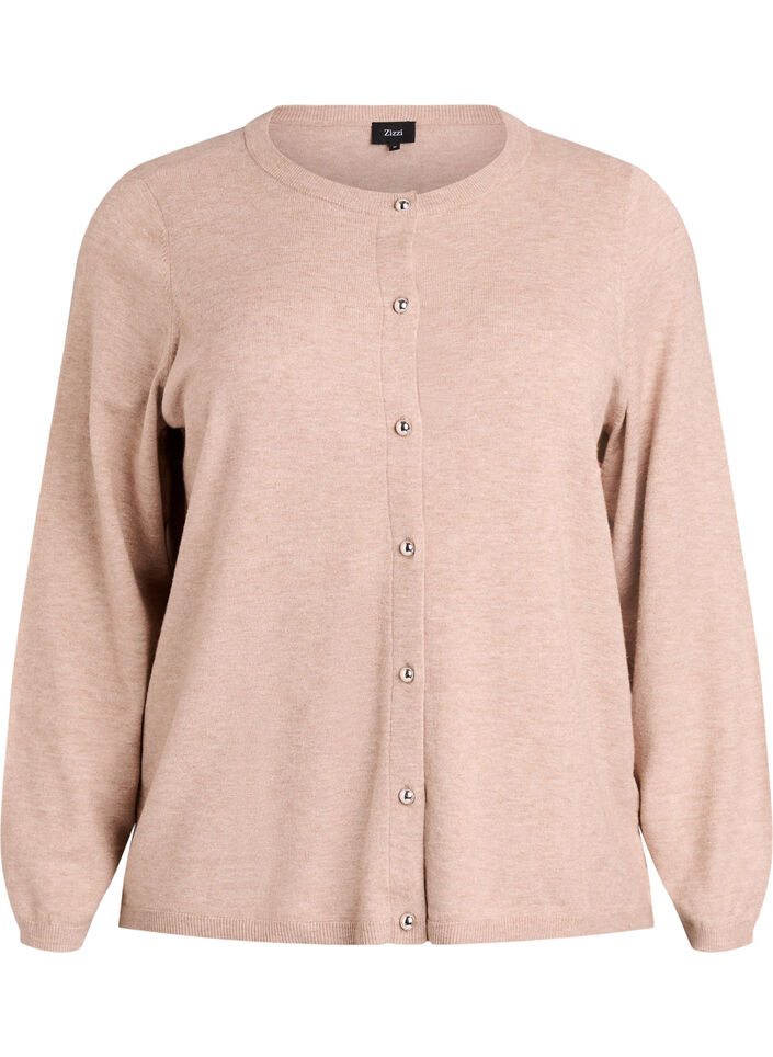 Neuletakki py&ouml;reill&auml; napeilla, Beige, Packshot image number 0