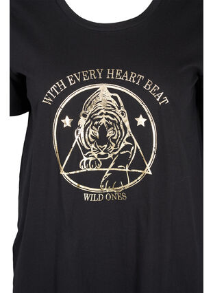 Pitkä puuvillainen t-paita lyhyillä hihoilla, Black Tiger w. Foil, Packshot image number 2