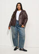 Biker-takki keinonahasta, Ruskea, Model image number 1