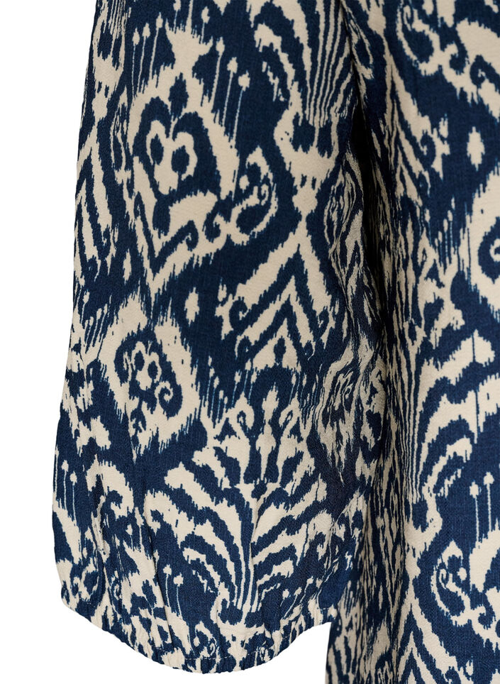Kuviollinen viskoosipusero 3/4-hihoilla, Sininen, Packshot image number 3