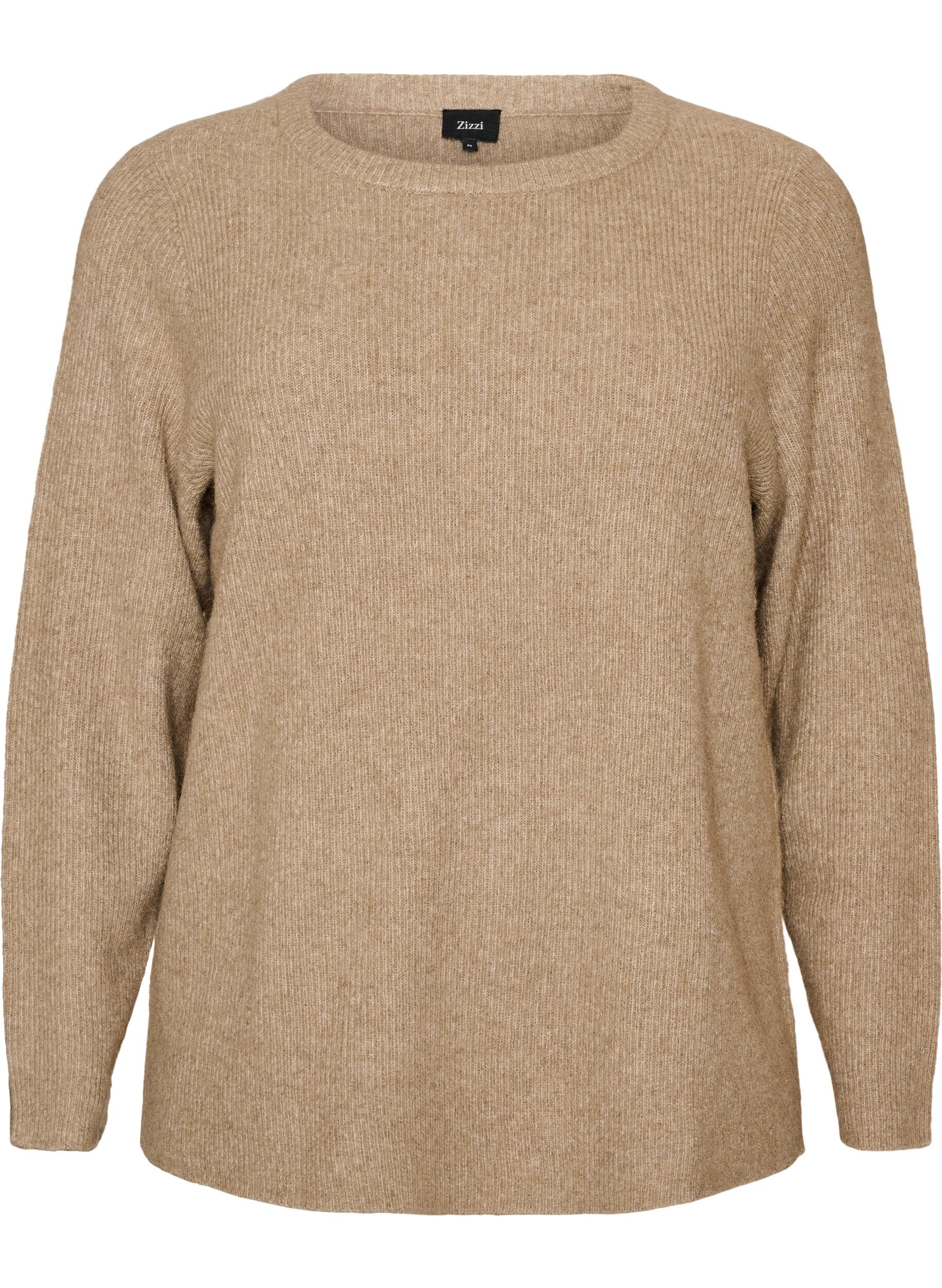 ZizziMelange-neulepusero py&ouml;re&auml;ll&auml; p&auml;&auml;ntiell&auml;, Beige, Packshot image number 0
