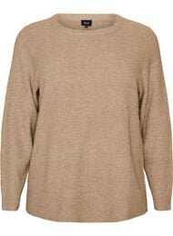 Melange-neulepusero py&ouml;re&auml;ll&auml; p&auml;&auml;ntiell&auml;, Beige