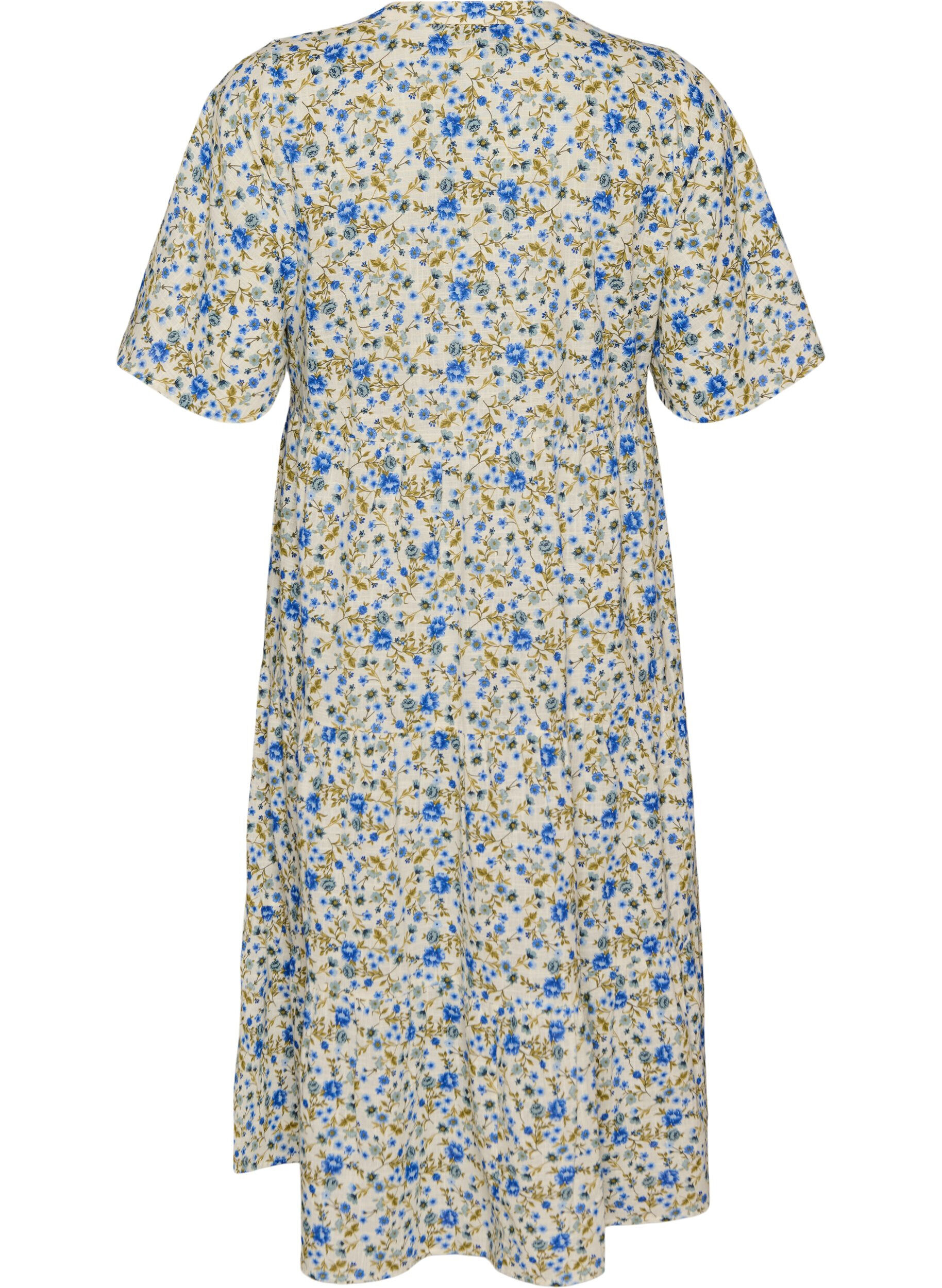 ZizziPuuvillainen midimekko kukkakuosilla, Sininen, Packshot image number 1