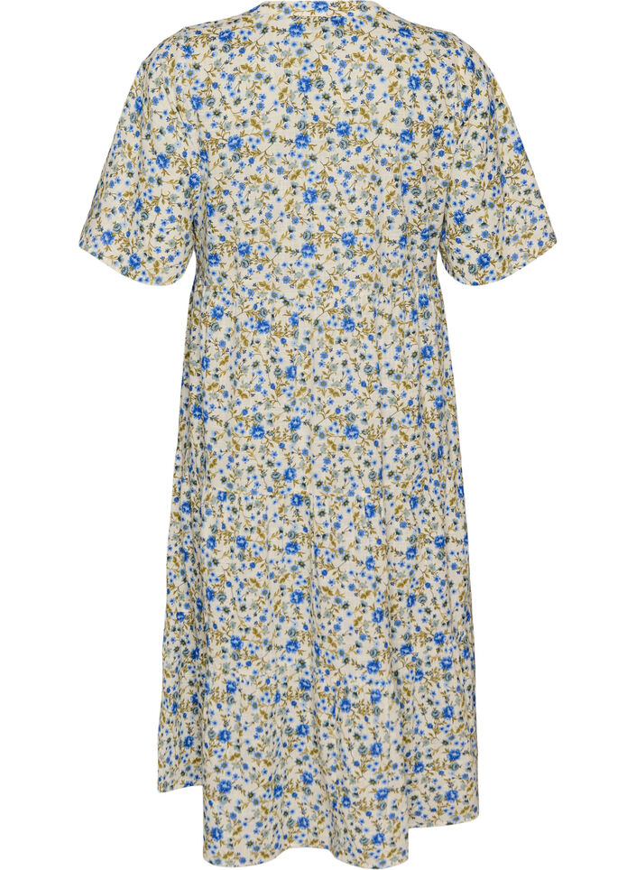 Puuvillainen midimekko kukkakuosilla, Sininen, Packshot image number 1