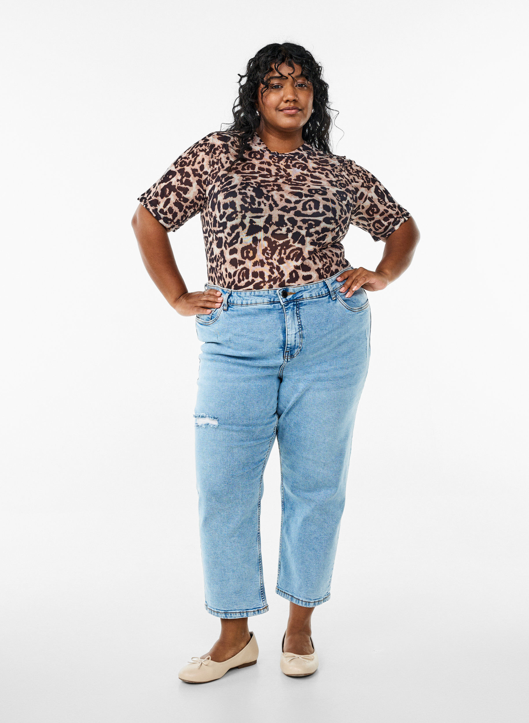 Zizzi Lyhythihainen mesh-pusero, Ruskea, Model image number 1