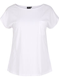 Ekologisesta puuvillasta valmistettu t-paita rintataskulla, Bright White
