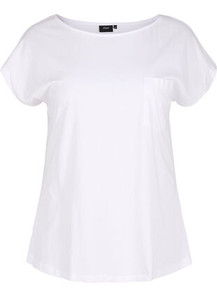 Ekologisesta puuvillasta valmistettu t-paita rintataskulla, Bright White, Packshot image number 0