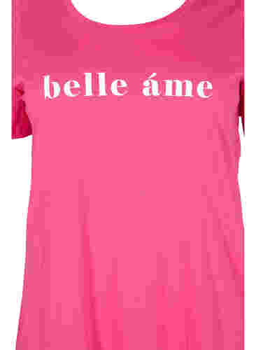 Lyhythihainen puuvillainen t-paita tekstipainatuksella, Fandango Pink, Packshot image number 2