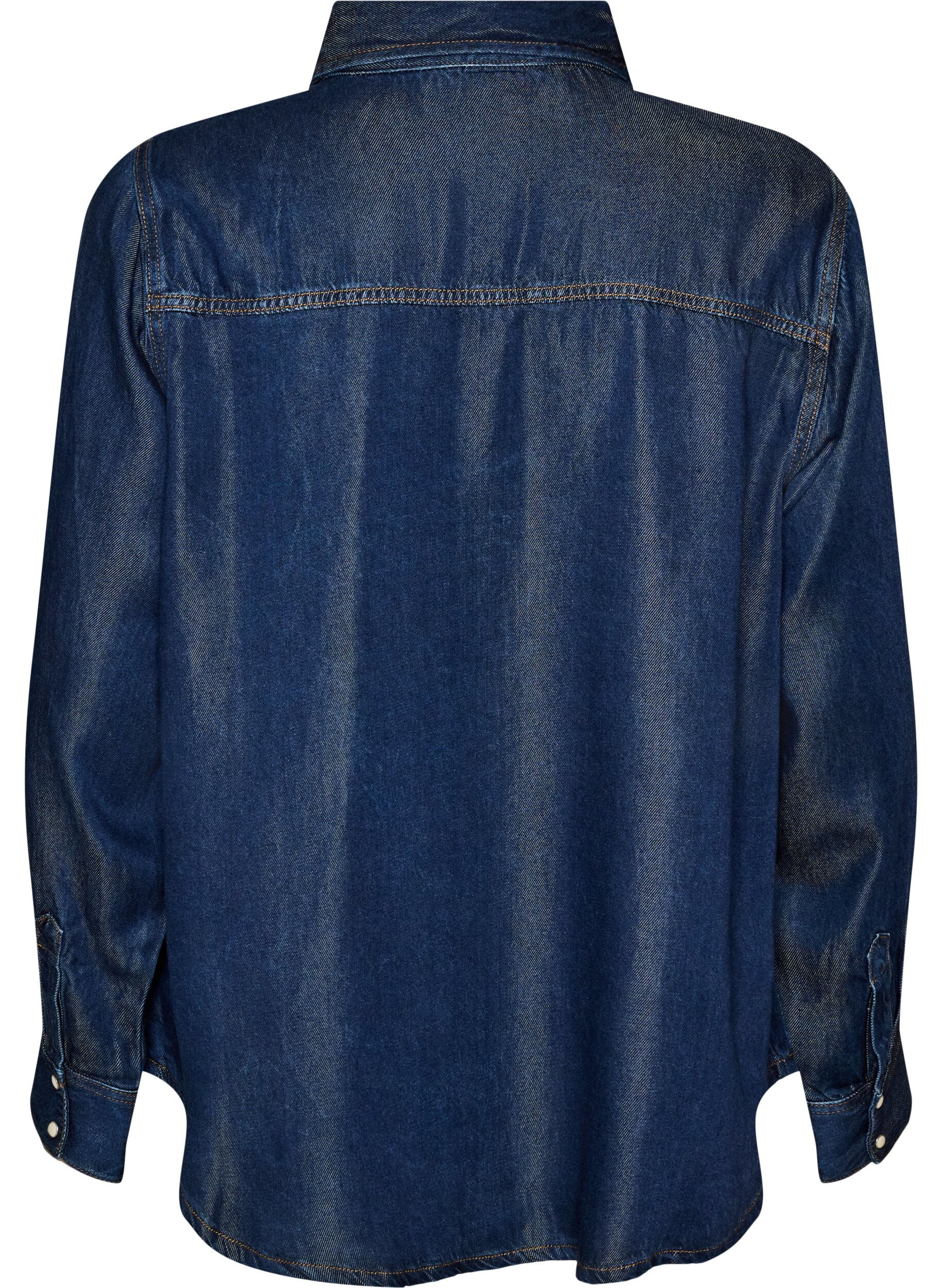 ZizziDenim-paita lyocellissa painonapeilla, Sininen, Packshot image number 1