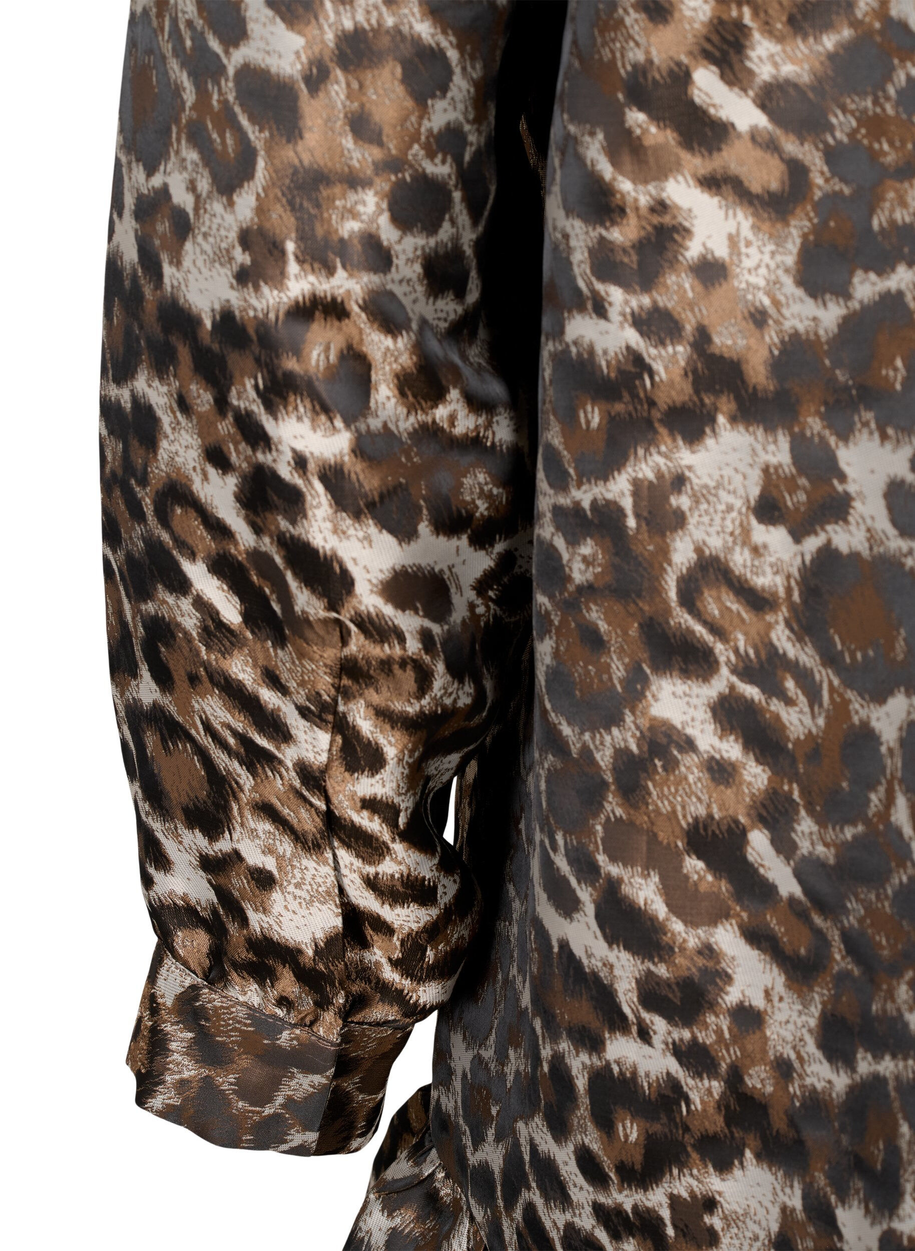 Zizzi Lyhyt jacquard-mekko leopardikuviolla, Brown Leo AOP, Packshot image number 3