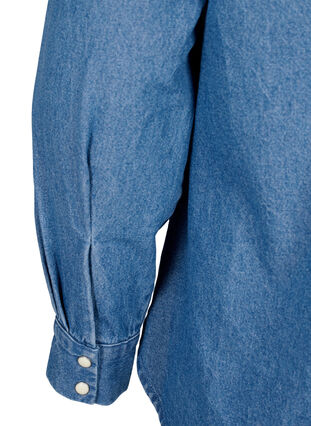 Kukallinen farkkupaita rintataskulla, Light Blue Denim, Packshot image number 4