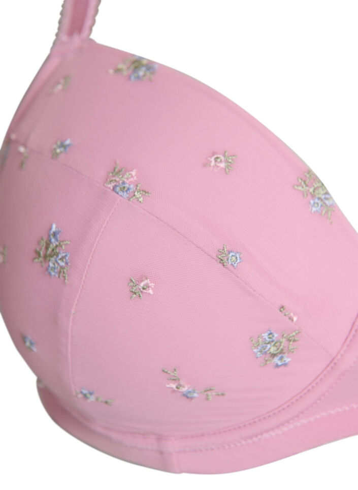 Topatut rintaliivit, joissa on verkkokangasta ja kukkakirjailua, Punainen, Packshot image number 2