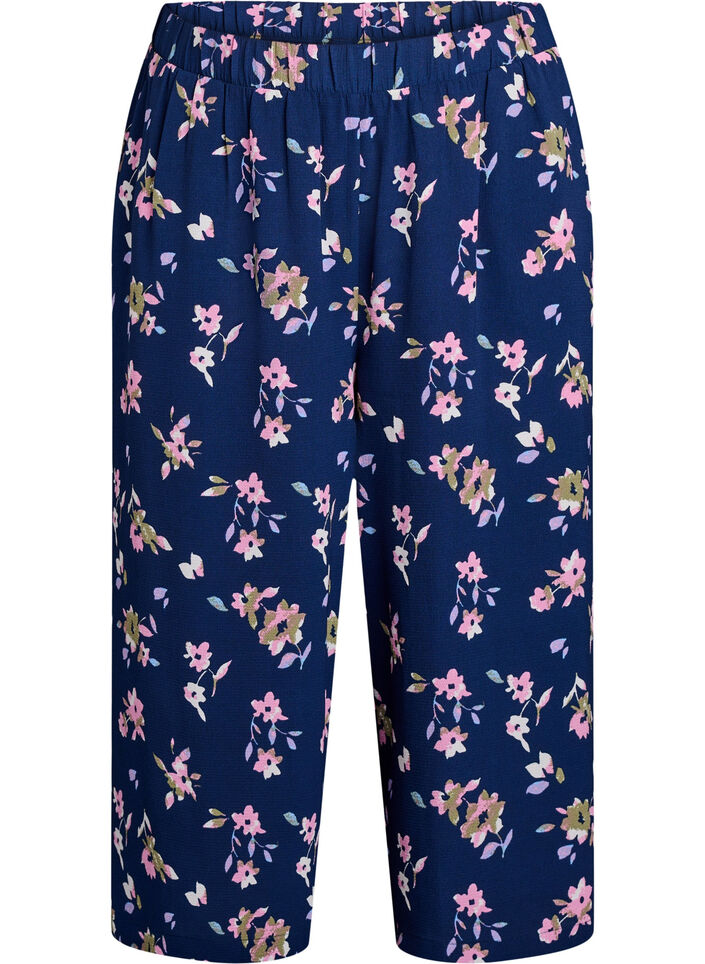 Culottes-housut kuosilla, Sininen, Packshot image number 0