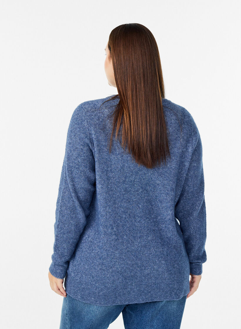 Melange-neulepusero py&ouml;re&auml;ll&auml; p&auml;&auml;ntiell&auml;, Sininen, Model image number 2