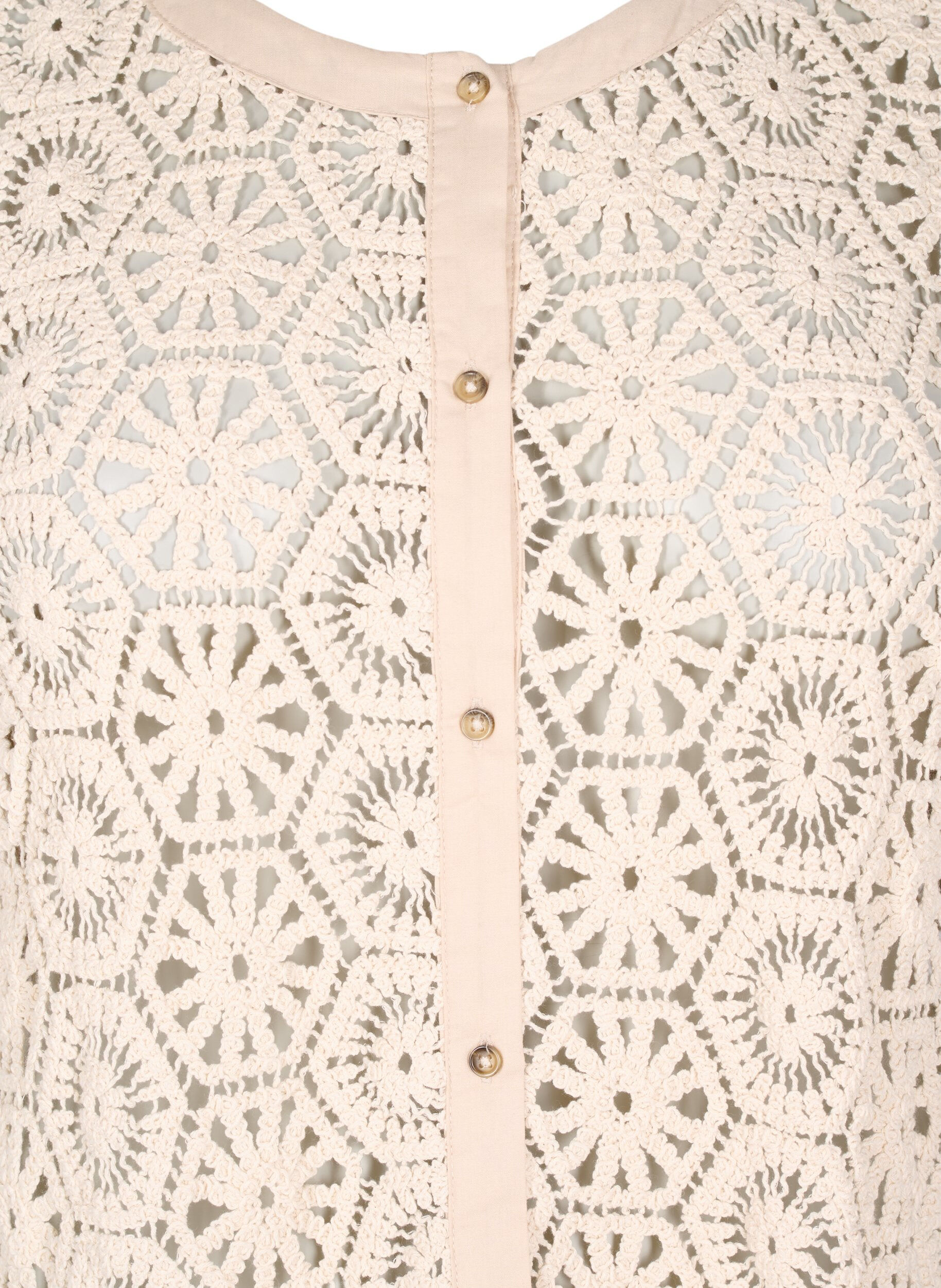 Zizzi Virkattu neuletakki lyhyill&auml; hihoilla, Beige, Packshot image number 2