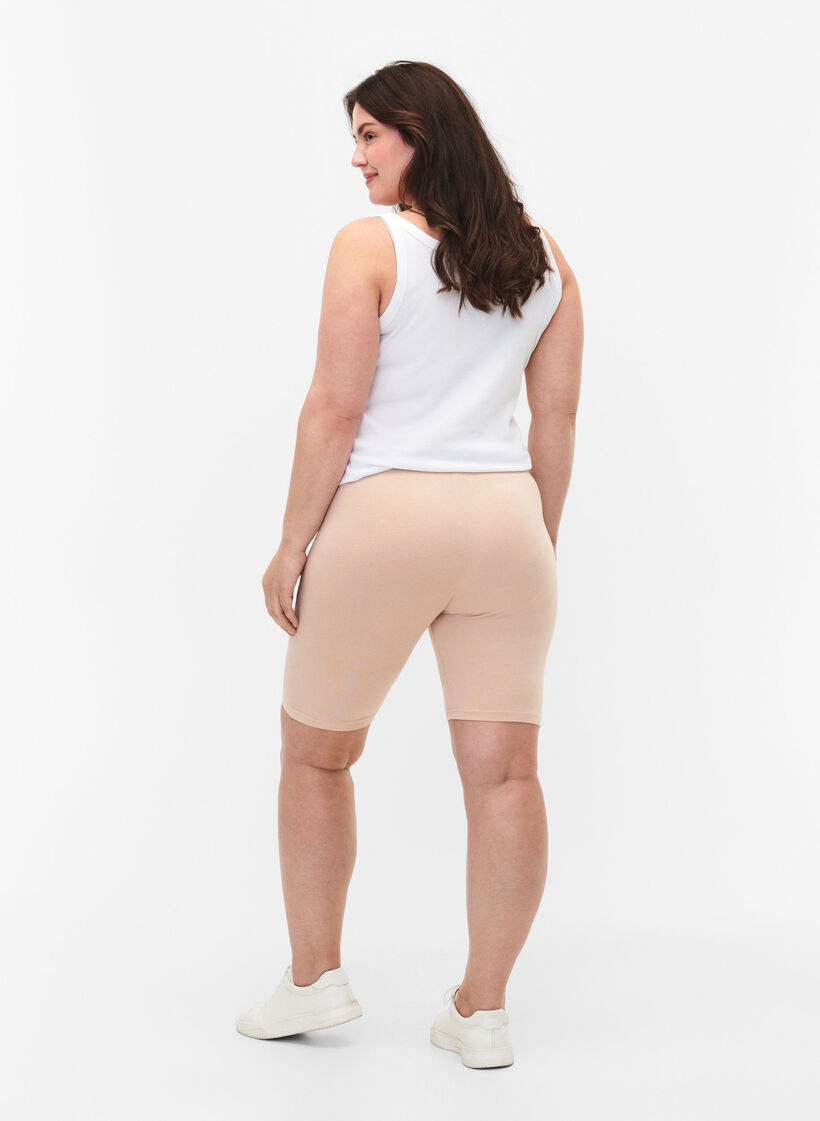 Yksiväriset perus pyöräilyshortsit , Beige, Model image number 2