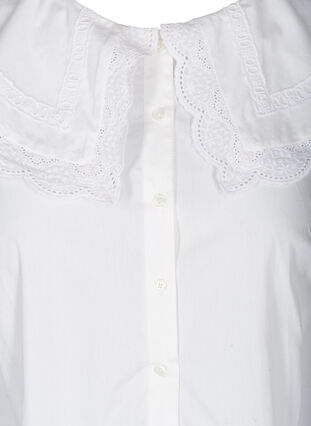 Puuvillainen paita suurella kauluksella , Bright White, Packshot image number 2