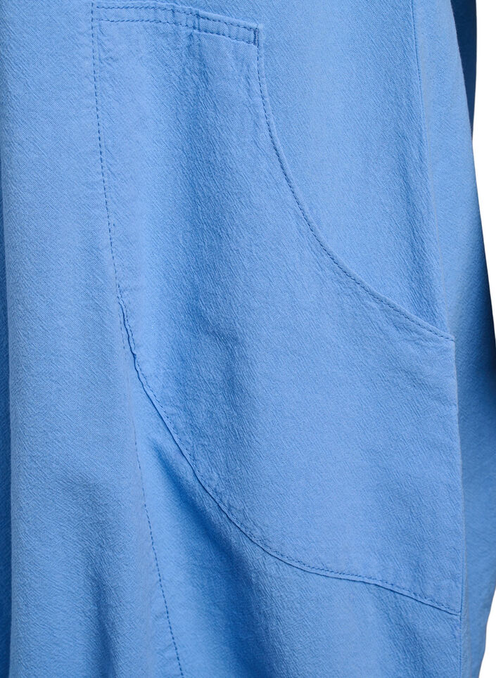Lyhythihainen puuvillamekko, Sininen, Packshot image number 3