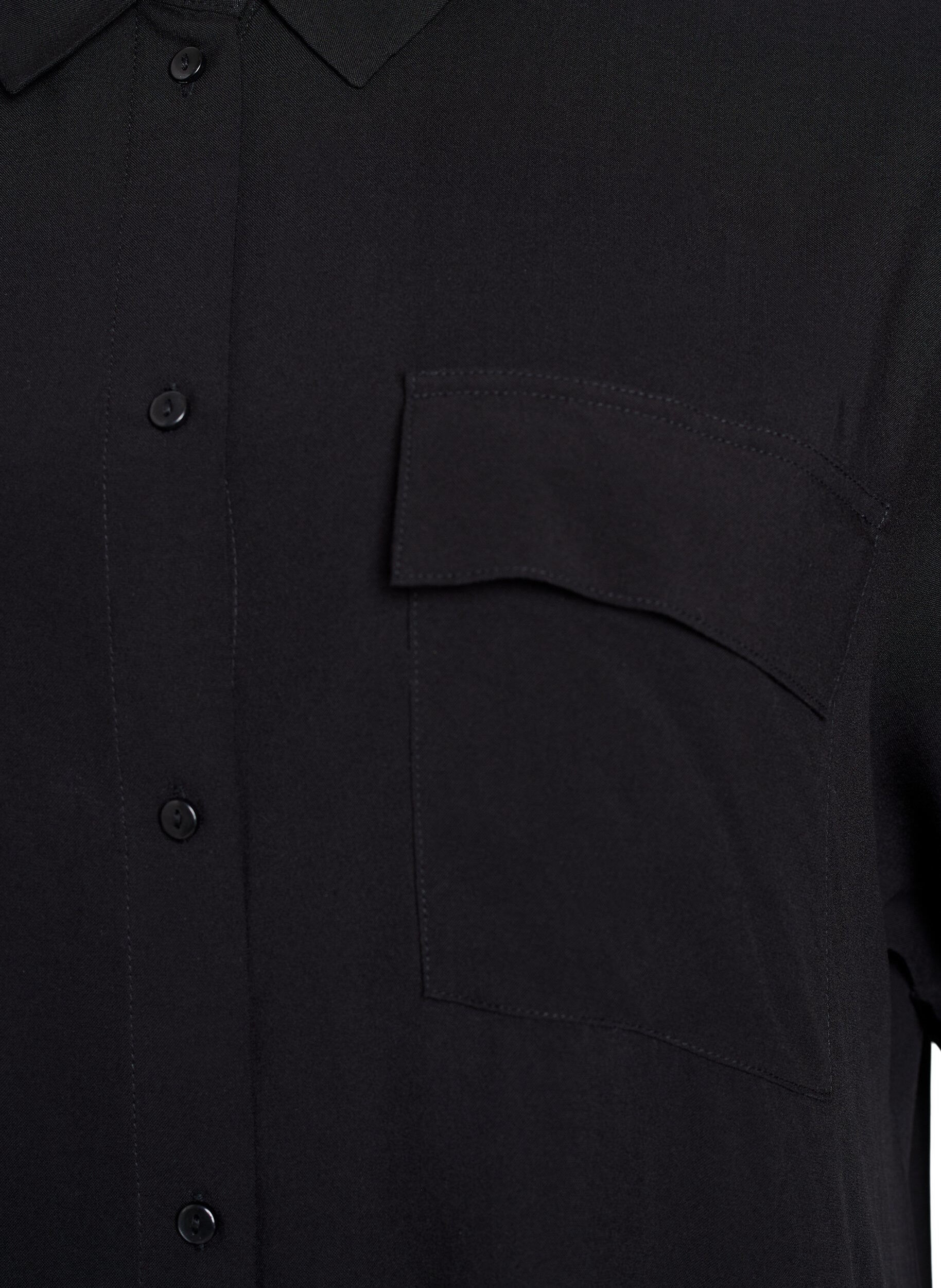 Zizzi Lyhythihainen pitk&auml; paitamekko, Musta, Packshot image number 2