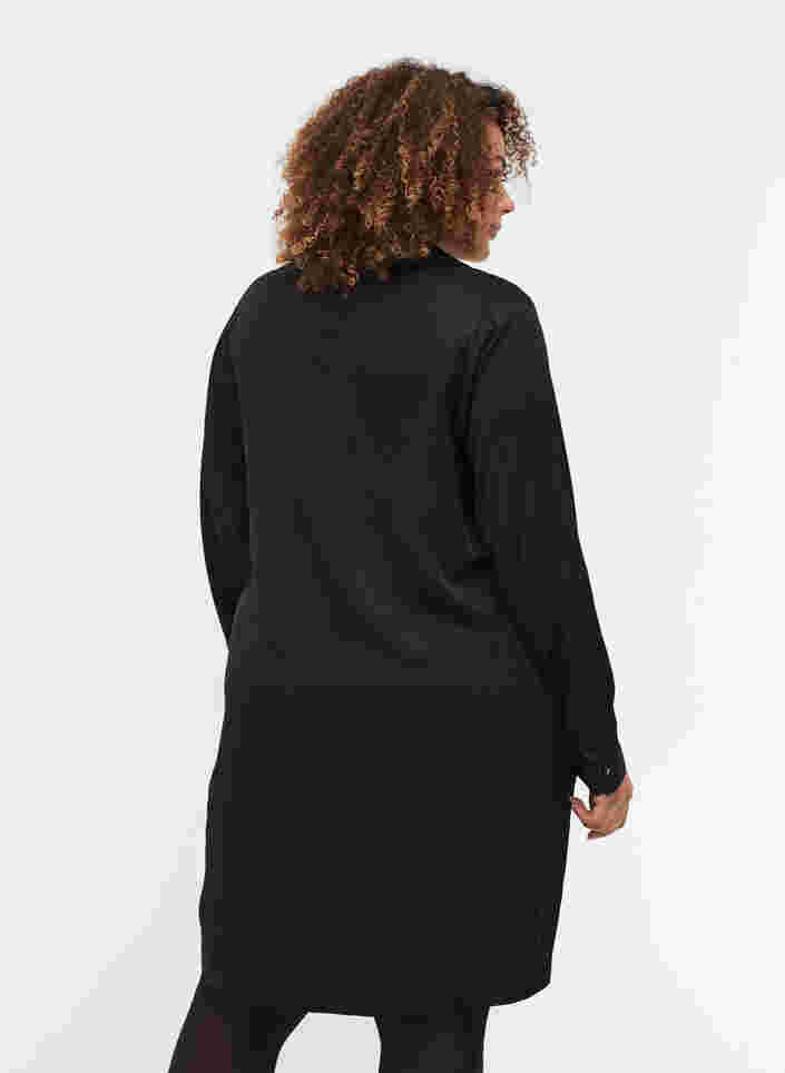 Pitkähihainen mekko kauluksella ja vetoketjulla , Black, Model image number 1
