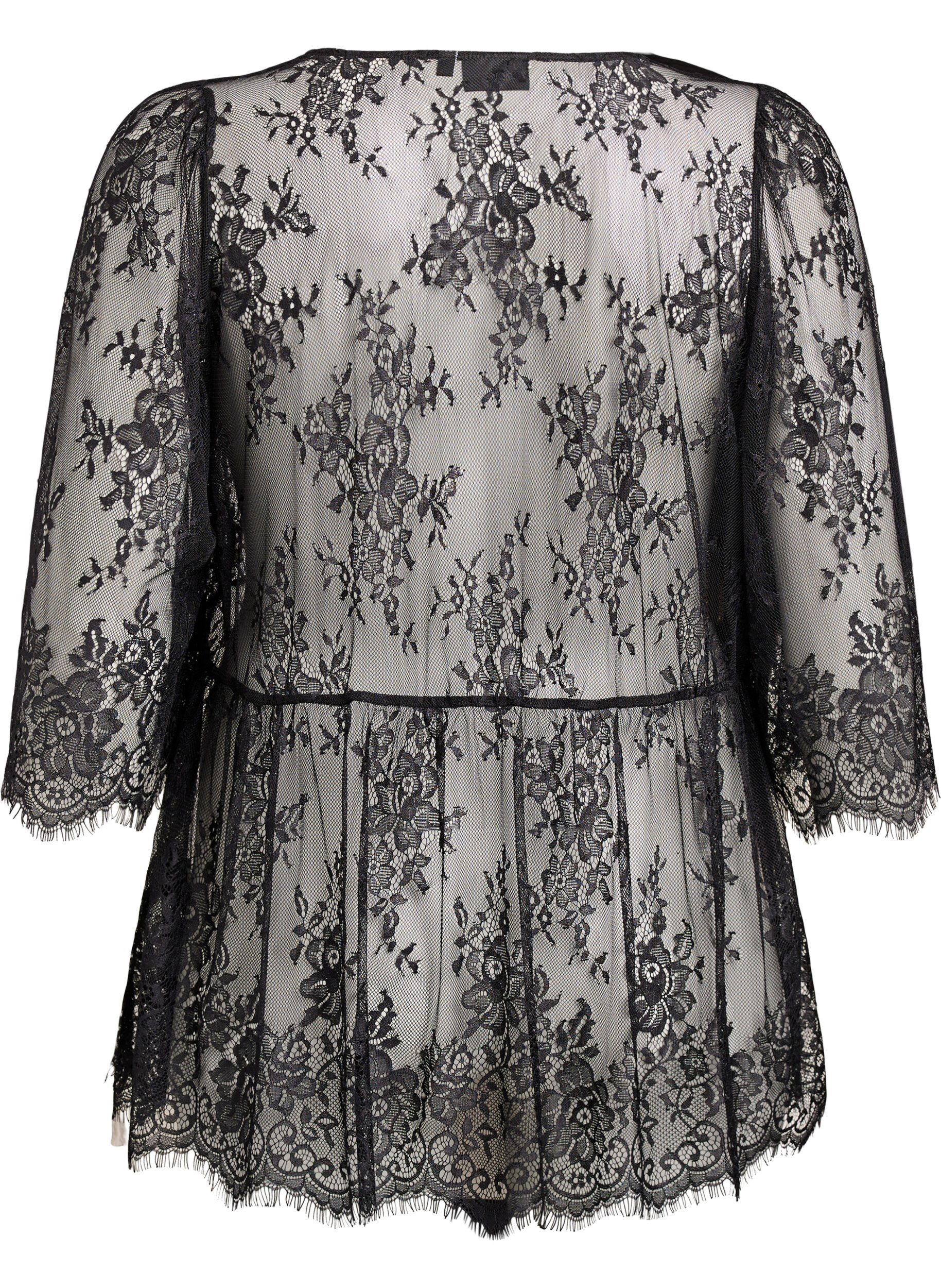 Zizzi Pitsitoppi solmimisella ja 3/4-hihoilla, Musta, Packshot image number 1