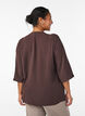 Shirt blouse with V-neck and 3/4 sleeves, Brown, Model image number 2