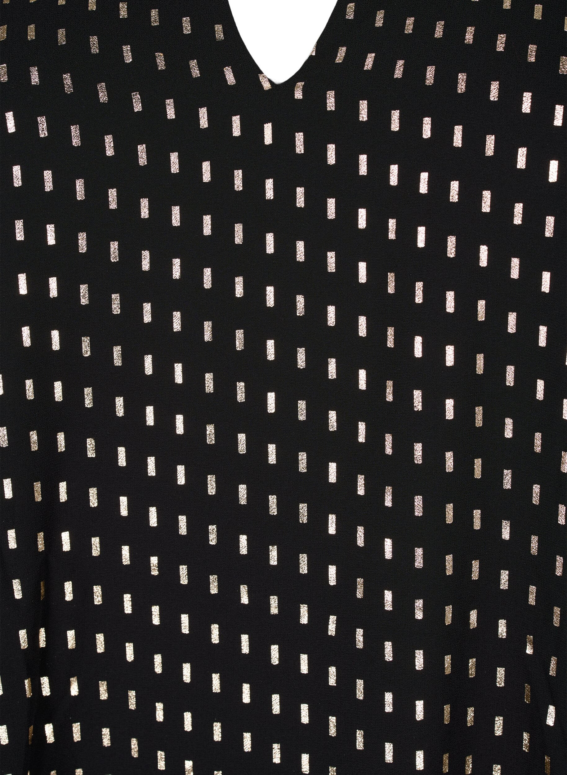 Zizzi Pitk&auml;hihainen mekko, jossa on printtikuvio, Black w. Gold, Packshot image number 2