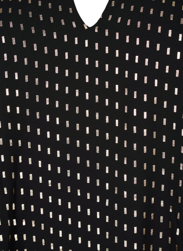 Pitkähihainen mekko, jossa on printtikuvio, Black w. Gold, Packshot image number 2