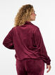 Velour-neuletakki vetoketjulla ja korkealla kauluksella, Tumma Bordeaux, Model image number 2