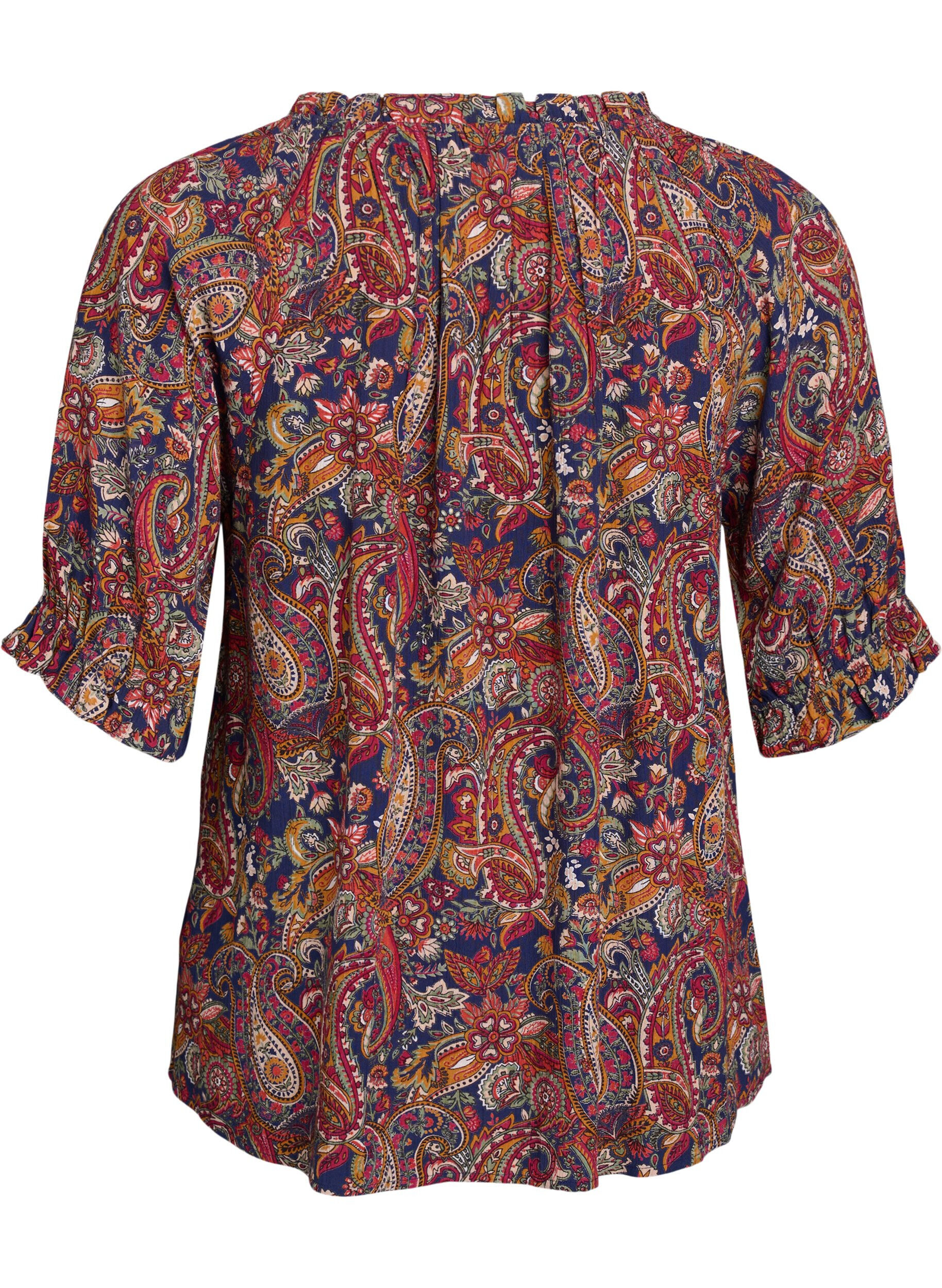 ZizziViskoosipusero paisley-kuviolla ja kyyn&auml;rpituisilla hihoilla, Sininen, Packshot image number 1