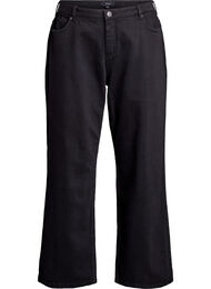 Leveälahkeiset farkut korkealla vyötäröllä, Musta