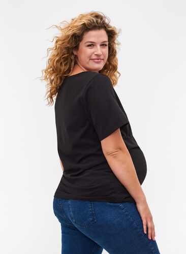 Lyhythihainen äitiys t-paita puuvillasta , Black, Model image number 1
