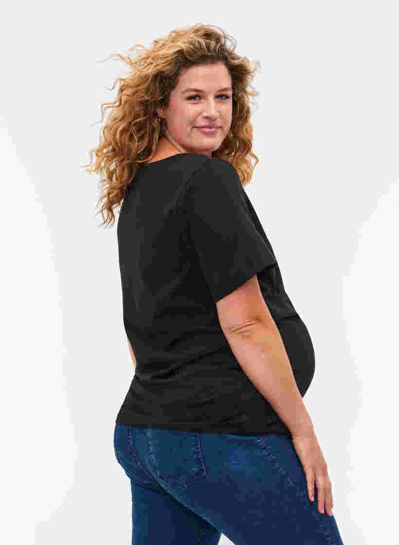 Lyhythihainen äitiys t-paita puuvillasta , Black, Model image number 1