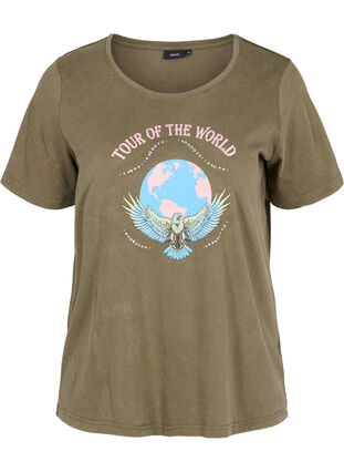 Lyhythihainen puuvillainen t-paita painatuksella, Ivy Green Wash, Packshot image number 0