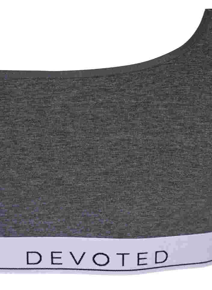 Pehmeät rintaliivit tekstiprintillä, Medium Grey Melange, Packshot image number 2