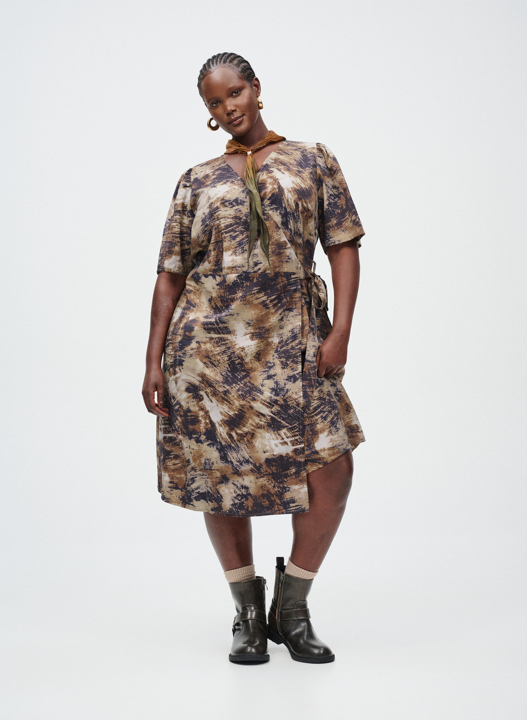 Zizzi Printtikietaisumekko, Vihre&auml;, Image image number 0