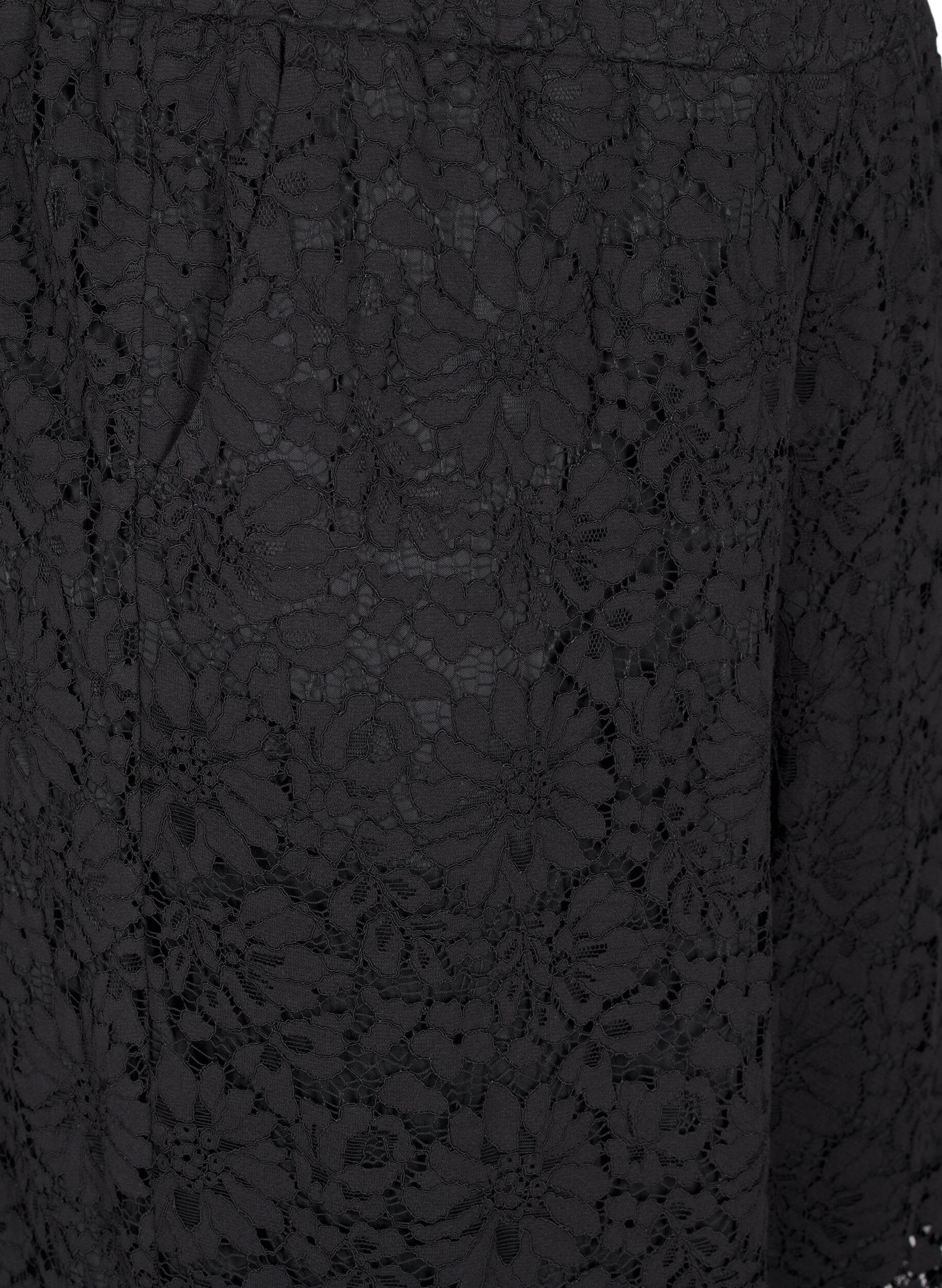 Zizzi Korkeavy&ouml;t&auml;r&ouml;iset taskulliset pitsihousut, Musta, Packshot image number 2