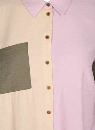 Viskoosisekoitteesta valmistettu paita kontrastiväreillä, Pink Blocking, Packshot image number 3