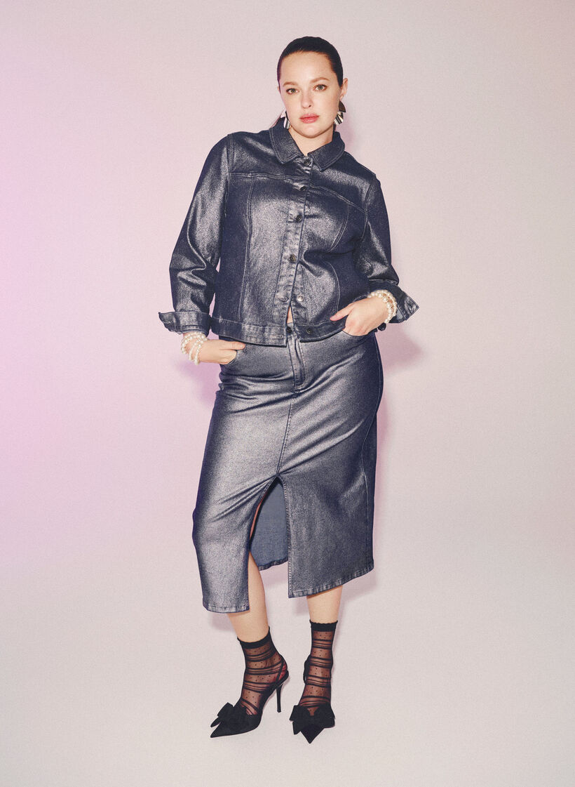 Hopeasävyinen midihame, Gun Sliver, Image image number 0