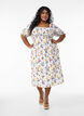 Kukallinen midimekko viskoosista smokkirypytyksell&auml;, Valkoinen, Model image number 0