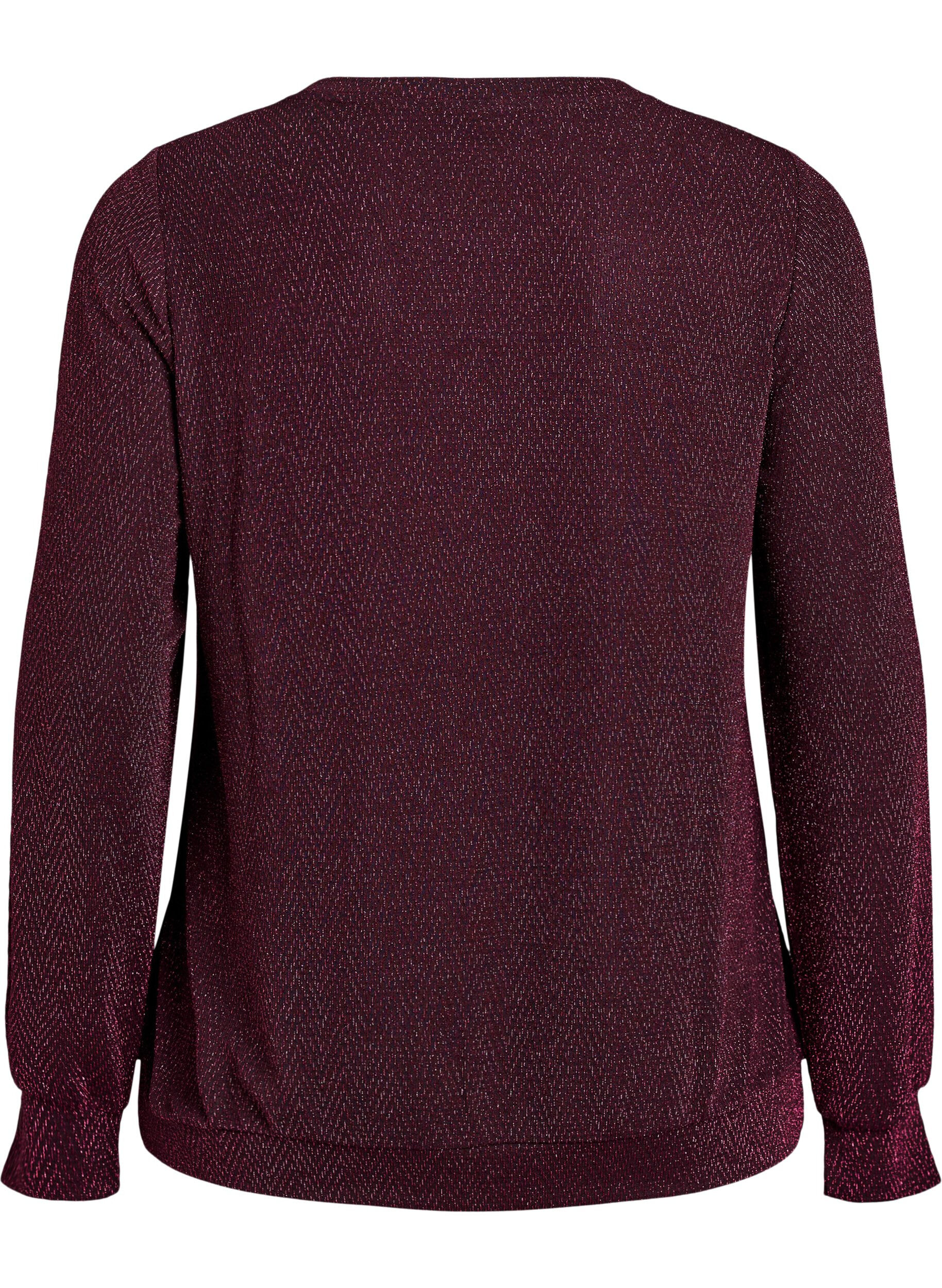 ZizziPusero, jossa kalanruotokuvio ja kimallelanka, Tumma Bordeaux, Packshot image number 1
