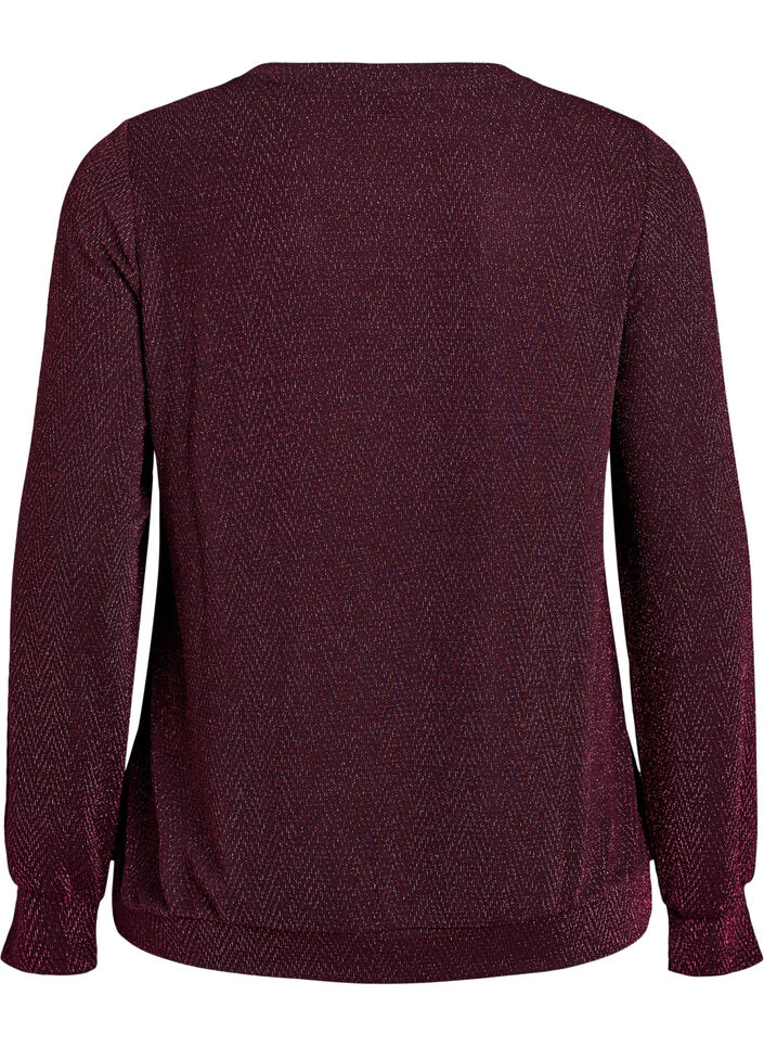 Pusero, jossa kalanruotokuvio ja kimallelanka, Tumma Bordeaux, Packshot image number 1