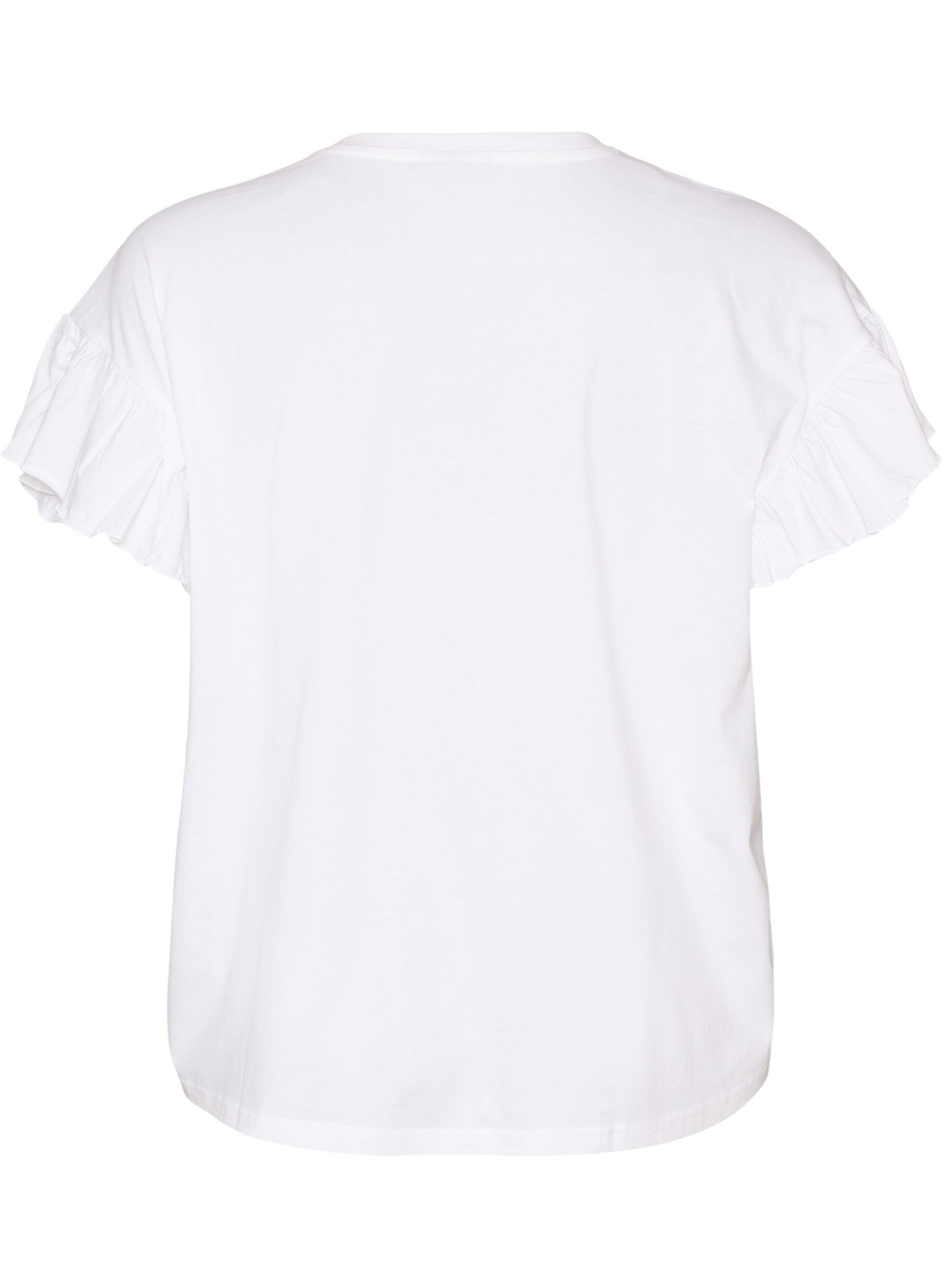 ZizziLuomupuuvillainen T-paita r&ouml;yhel&ouml;hihoilla, Valkoinen, Packshot image number 1