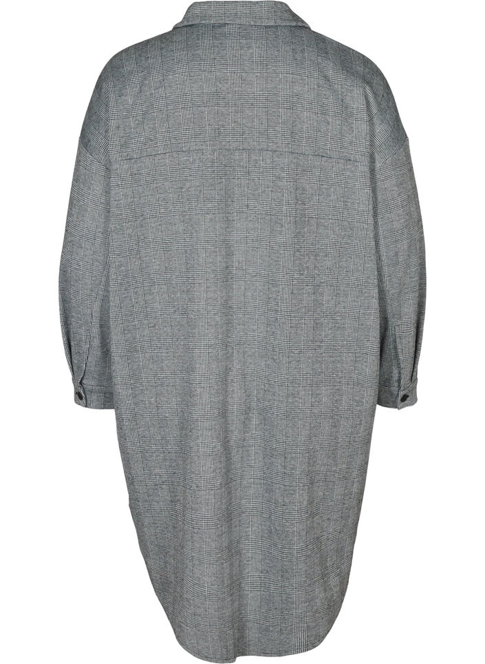 Pitkä ruudullinen paita rintataskuilla, Black Check , Packshot image number 1