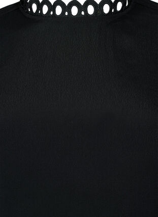 Viskoosipusero virkatuilla hihoilla, Black, Packshot image number 2