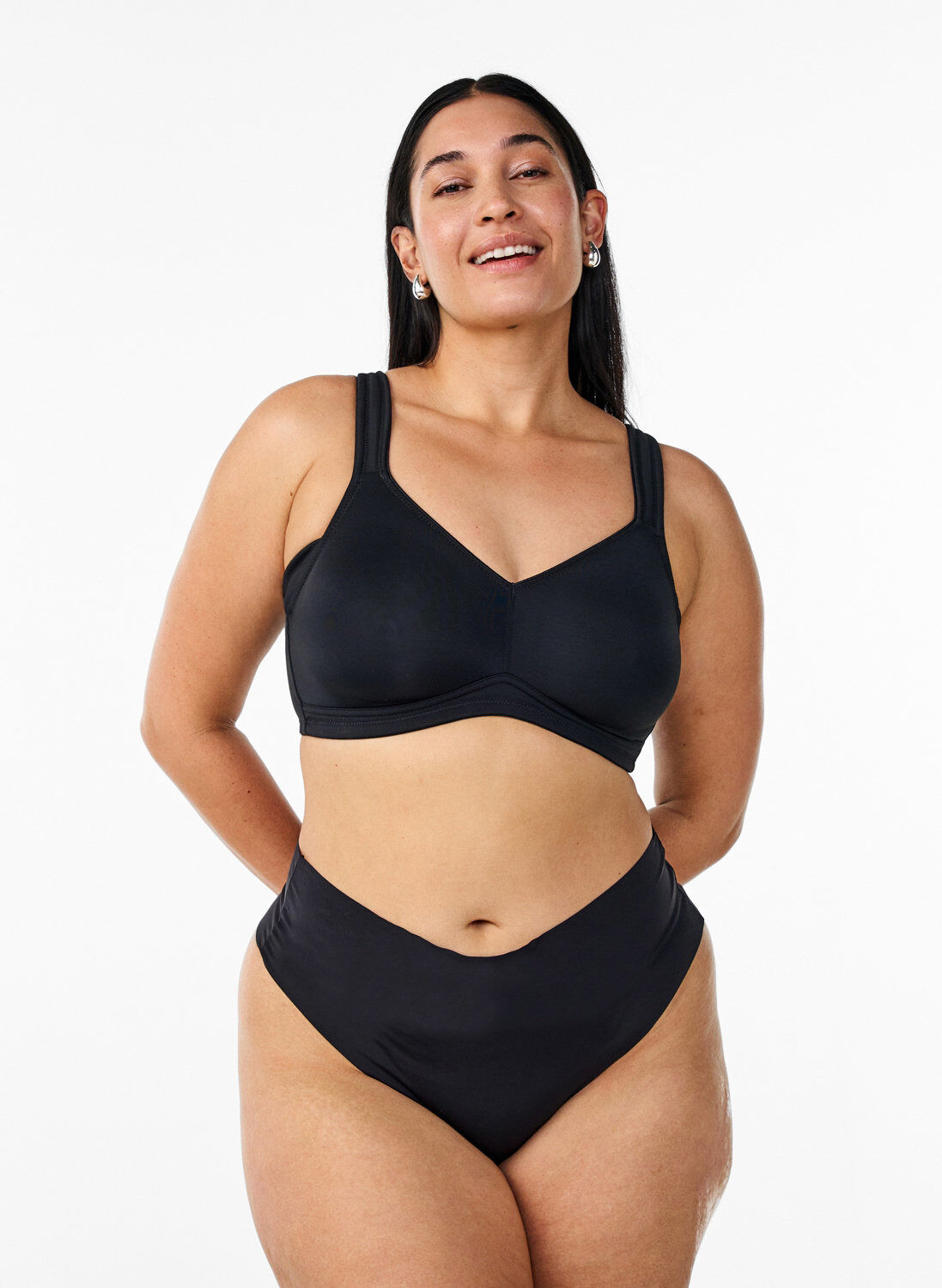 ZizziMukavat rintaliivit, joissa on pehmustetut olkaimet, Musta, Model image number 1