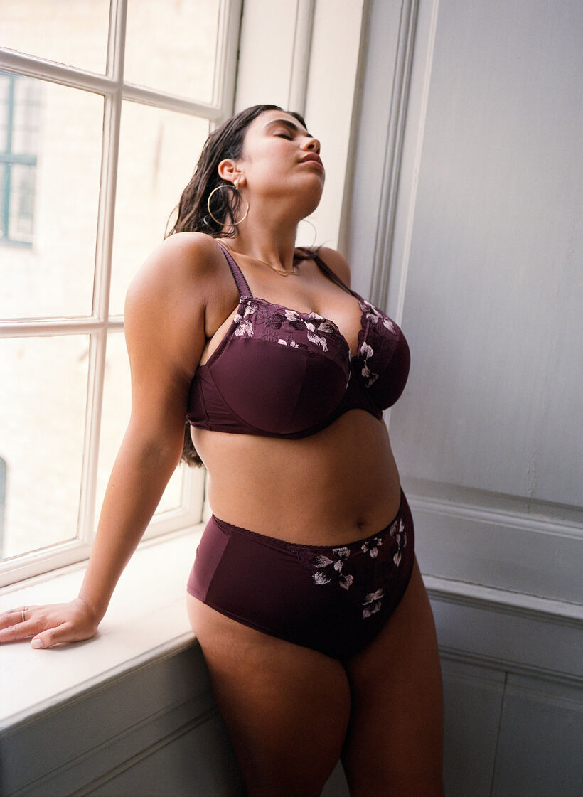 Mikrokuitualushousut kukkakirjailulla, Tumma Bordeaux, Image image number 0