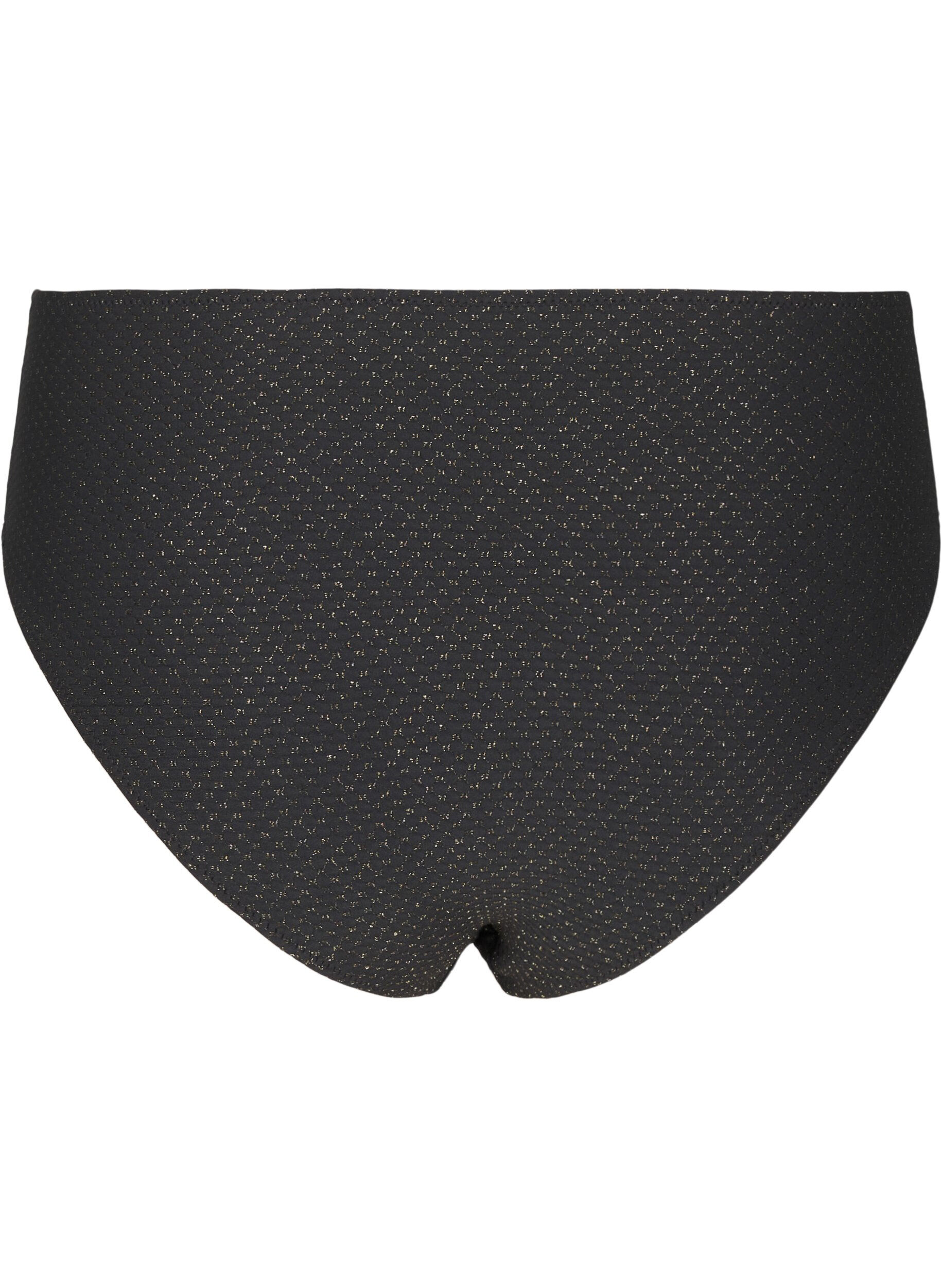 Zizzi Bikinihousut glitterill&auml; ja tai-leikkauksella, Musta, Packshot image number 1